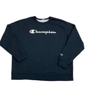 CHAMPION  Authentic Athletic Wear Pullover Spellout Sweatshirt Black  2XL (XXL)